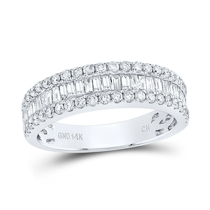 14kt White Gold Womens Baguette Diamond Anniversary Band Ring 7/8 Cttw 7 Daisy Joyeria