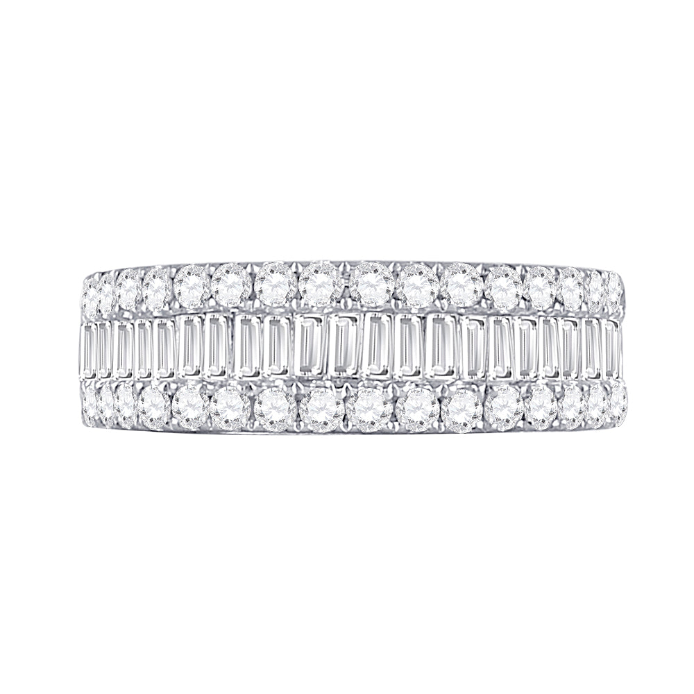 14kt White Gold Womens Baguette Diamond Anniversary Band Ring 1-1/2 Cttw 7 Daisy Joyeria