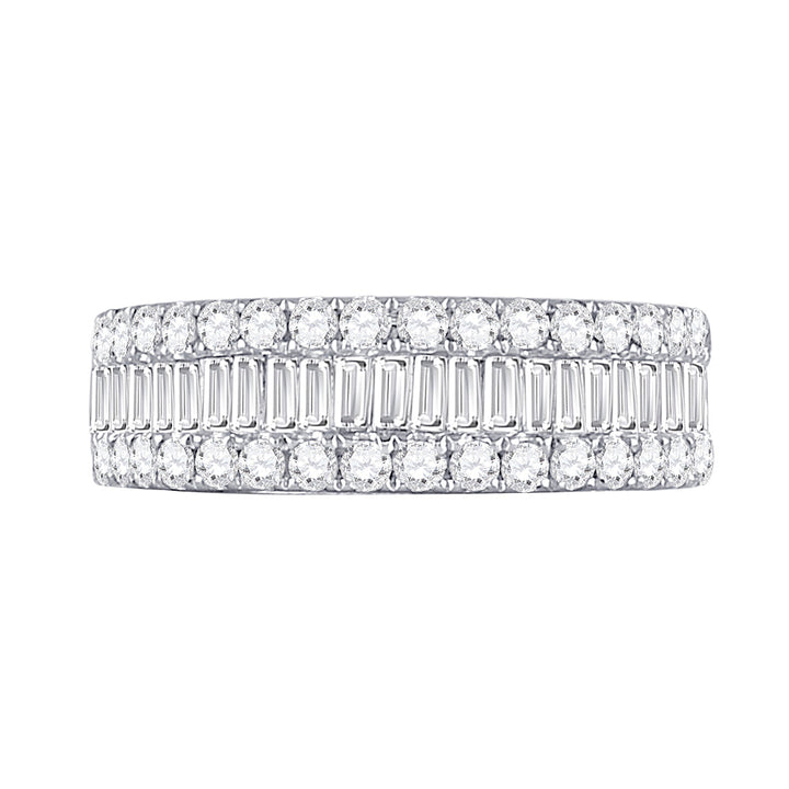 14kt White Gold Womens Baguette Diamond Anniversary Band Ring 1-1/2 Cttw 7 Daisy Joyeria