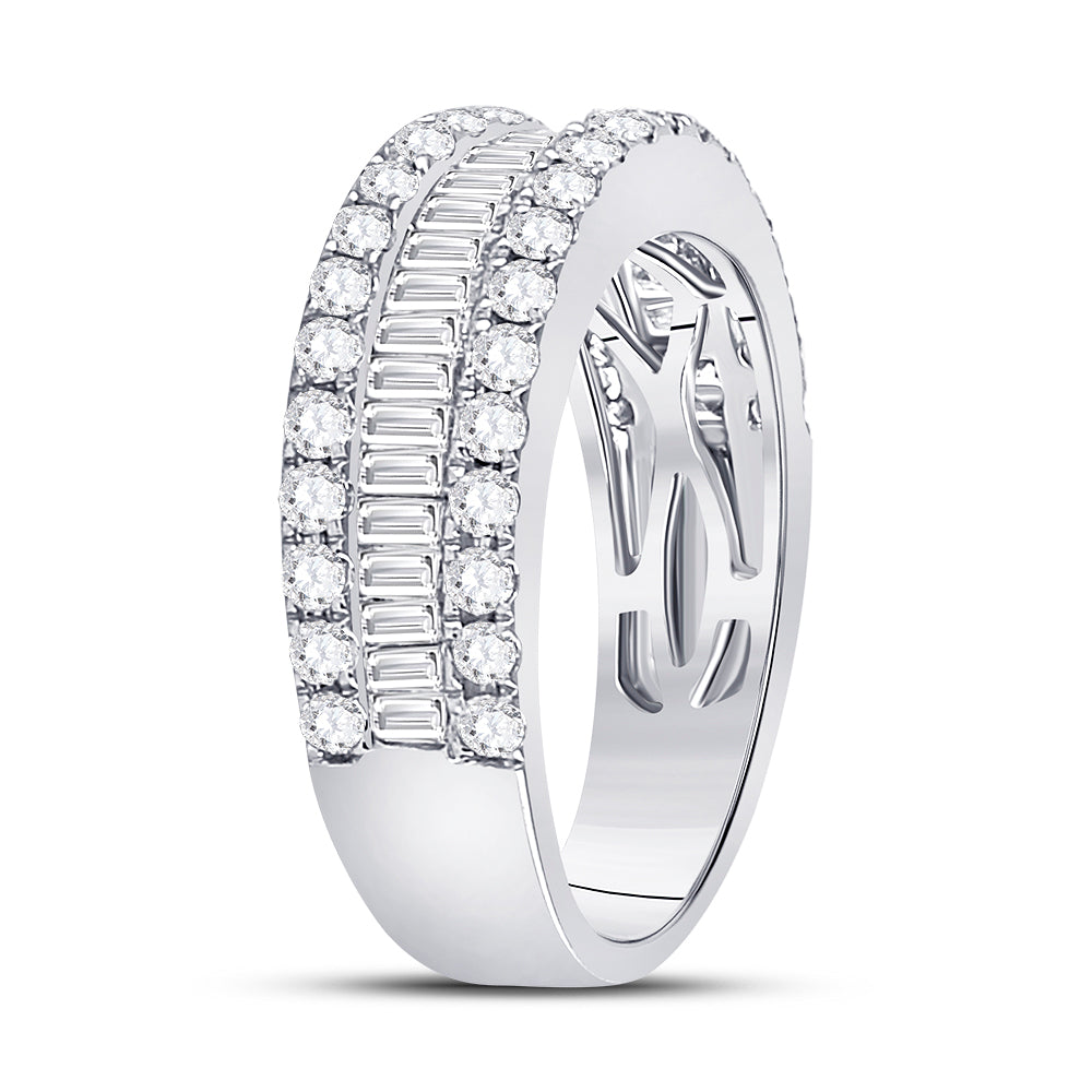 14kt White Gold Womens Baguette Diamond Anniversary Band Ring 1-1/2 Cttw 7 Daisy Joyeria