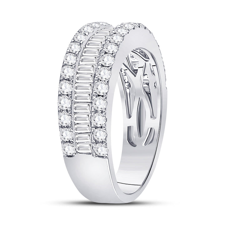 14kt White Gold Womens Baguette Diamond Anniversary Band Ring 1-1/2 Cttw 7 Daisy Joyeria