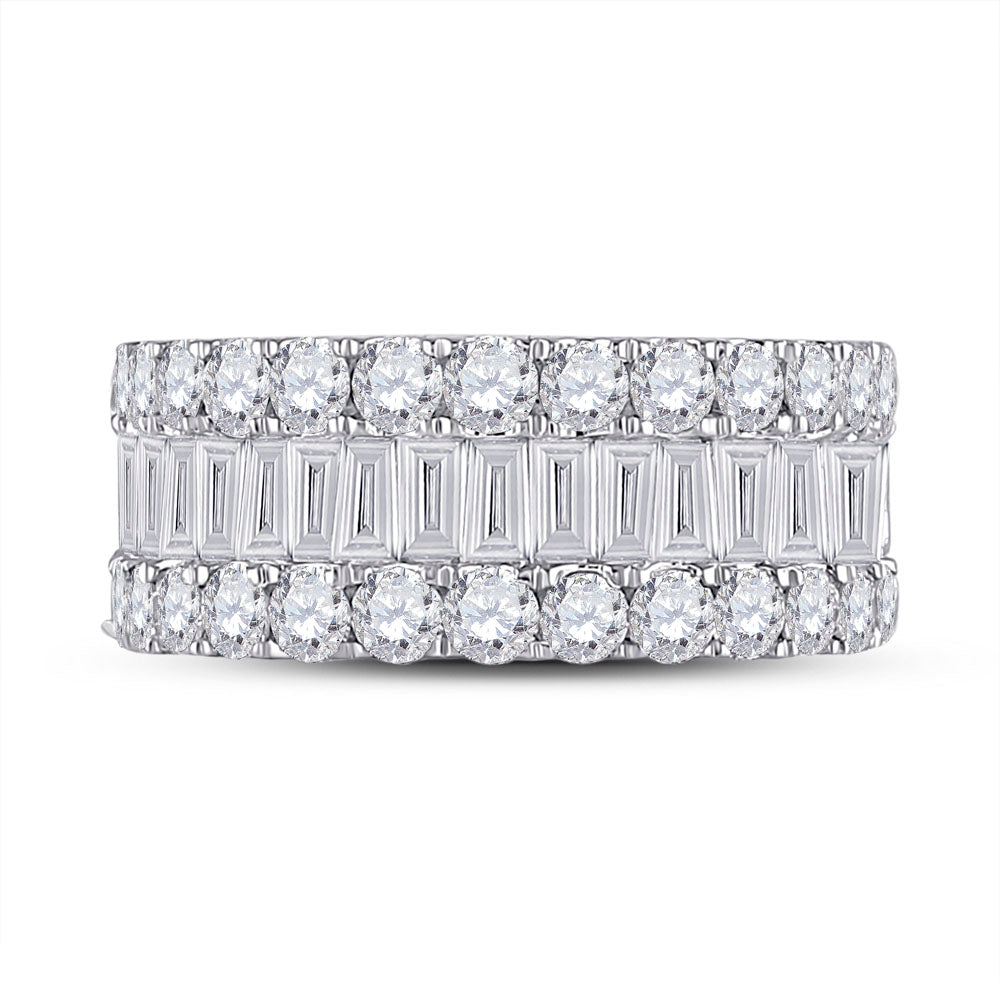 14kt White Gold Womens Baguette Diamond Anniversary Cocktail Ring 3.00 Cttw 7 Daisy Joyeria