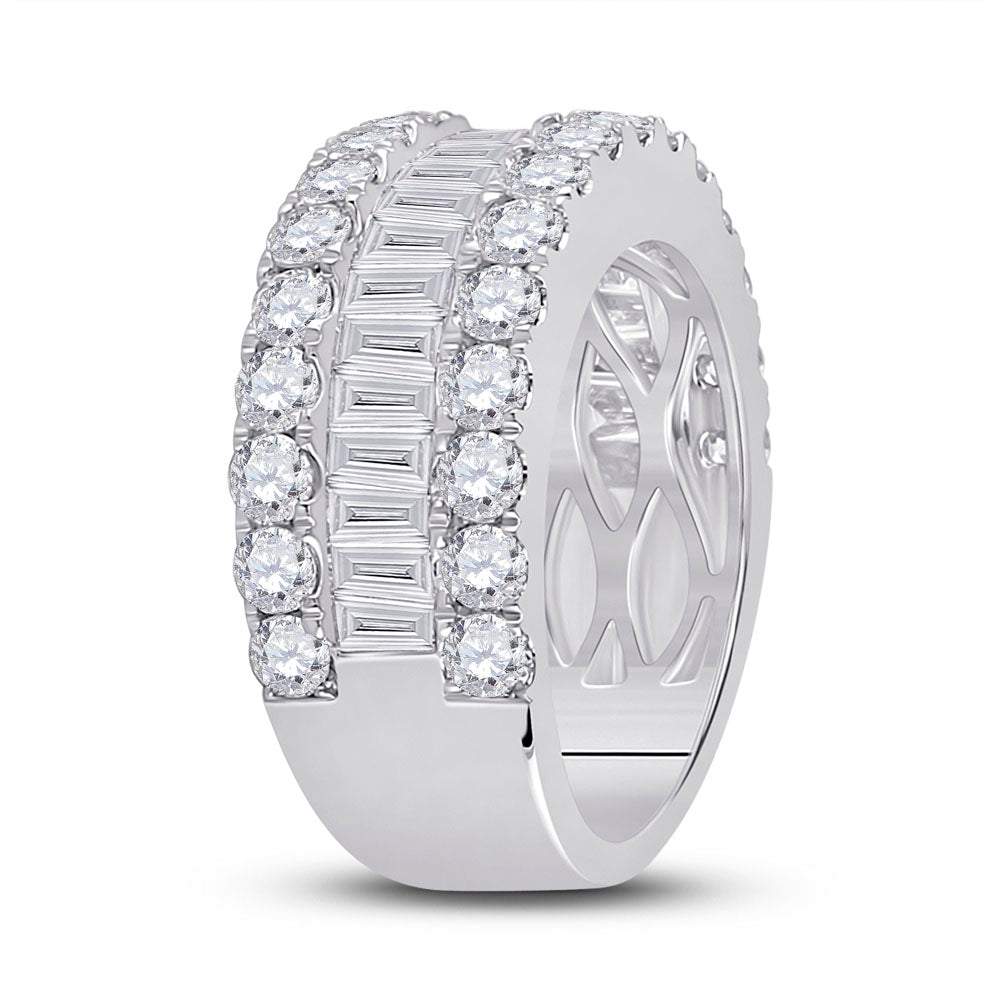 14kt White Gold Womens Baguette Diamond Anniversary Cocktail Ring 3.00 Cttw 7 Daisy Joyeria