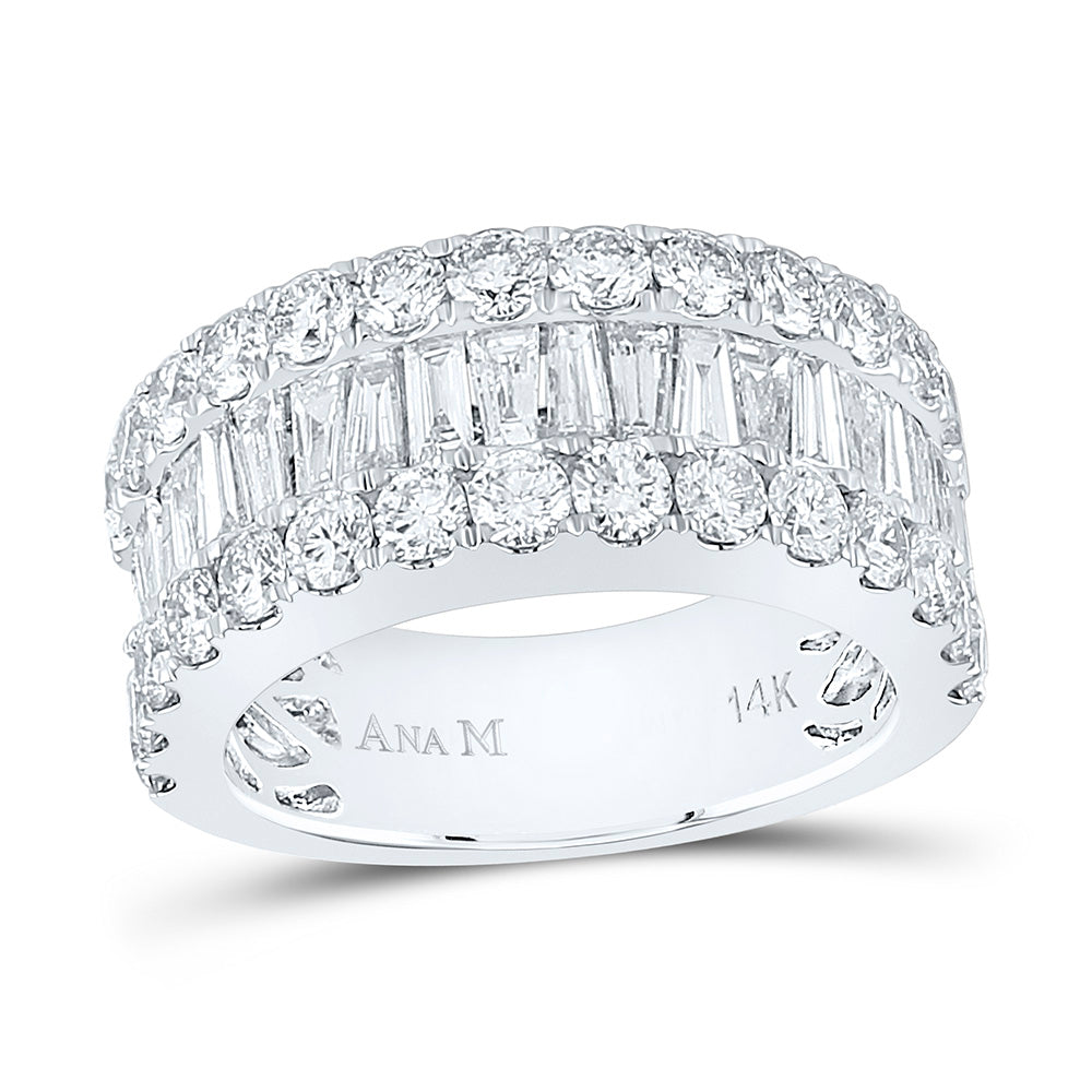 14kt White Gold Womens Baguette Diamond Anniversary Cocktail Ring 3.00 Cttw 7 Daisy Joyeria