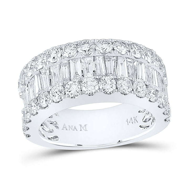 14kt White Gold Womens Baguette Diamond Anniversary Cocktail Ring 3.00 Cttw 7 Daisy Joyeria
