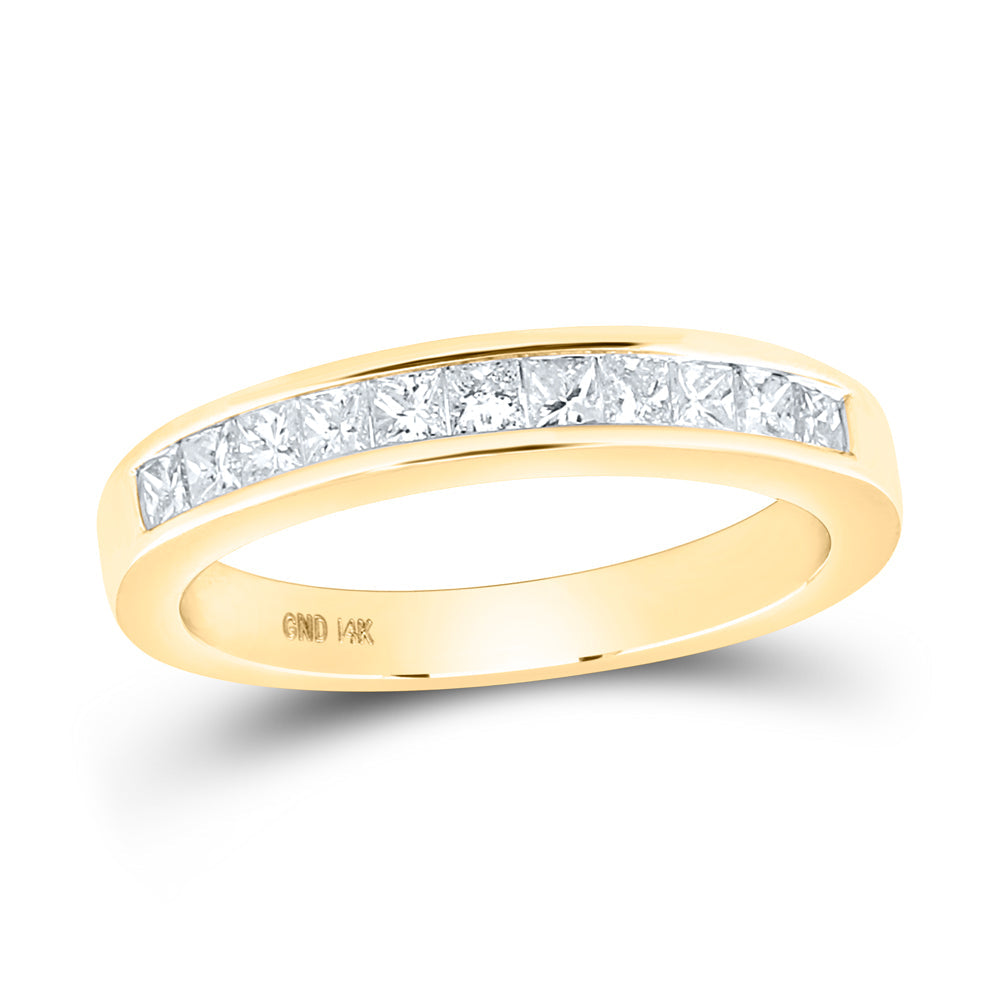 14kt Yellow Gold Womens Princess Channel-set Diamond Single Row Wedding Band 1/2 Cttw 7 Daisy Joyeria