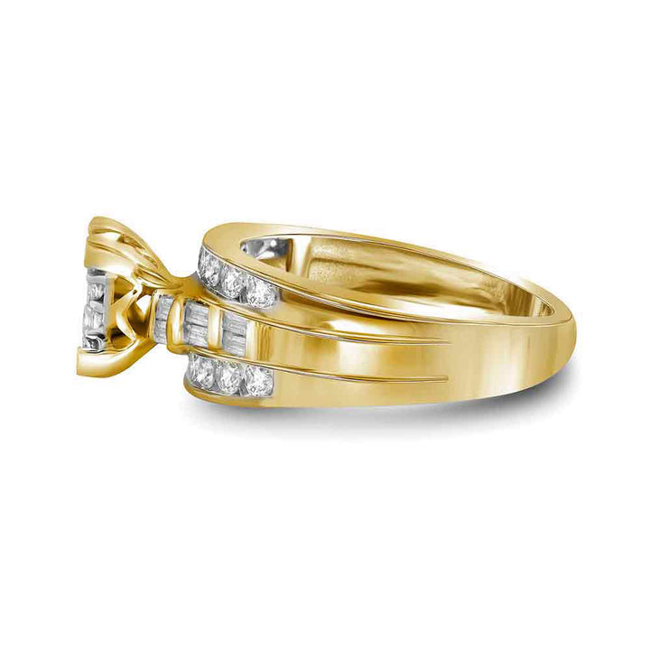 10kt Yellow Gold Womens Princess Diamond Cluster Bridal Wedding Engagement Ring 1/2 Cttw 7 Daisy Joyeria