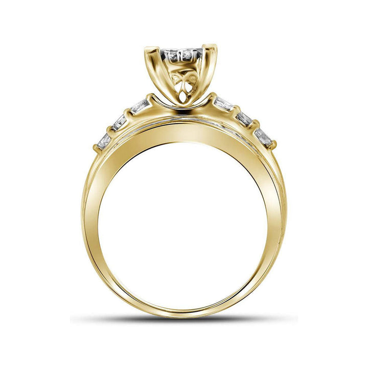 10kt Yellow Gold Womens Princess Diamond Cluster Bridal Wedding Engagement Ring 1/2 Cttw 7 Daisy Joyeria