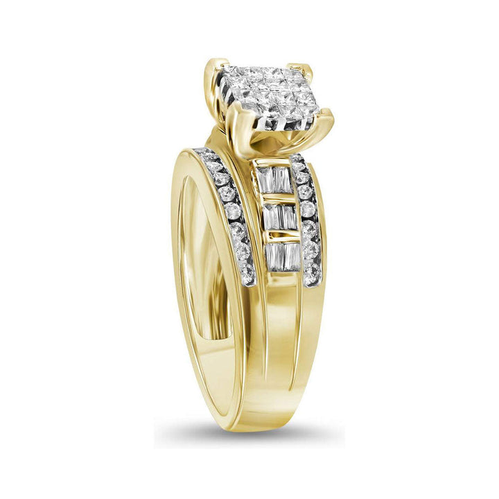 10kt Yellow Gold Womens Princess Diamond Cluster Bridal Wedding Engagement Ring 1/2 Cttw - Size 6 6 Daisy Joyeria
