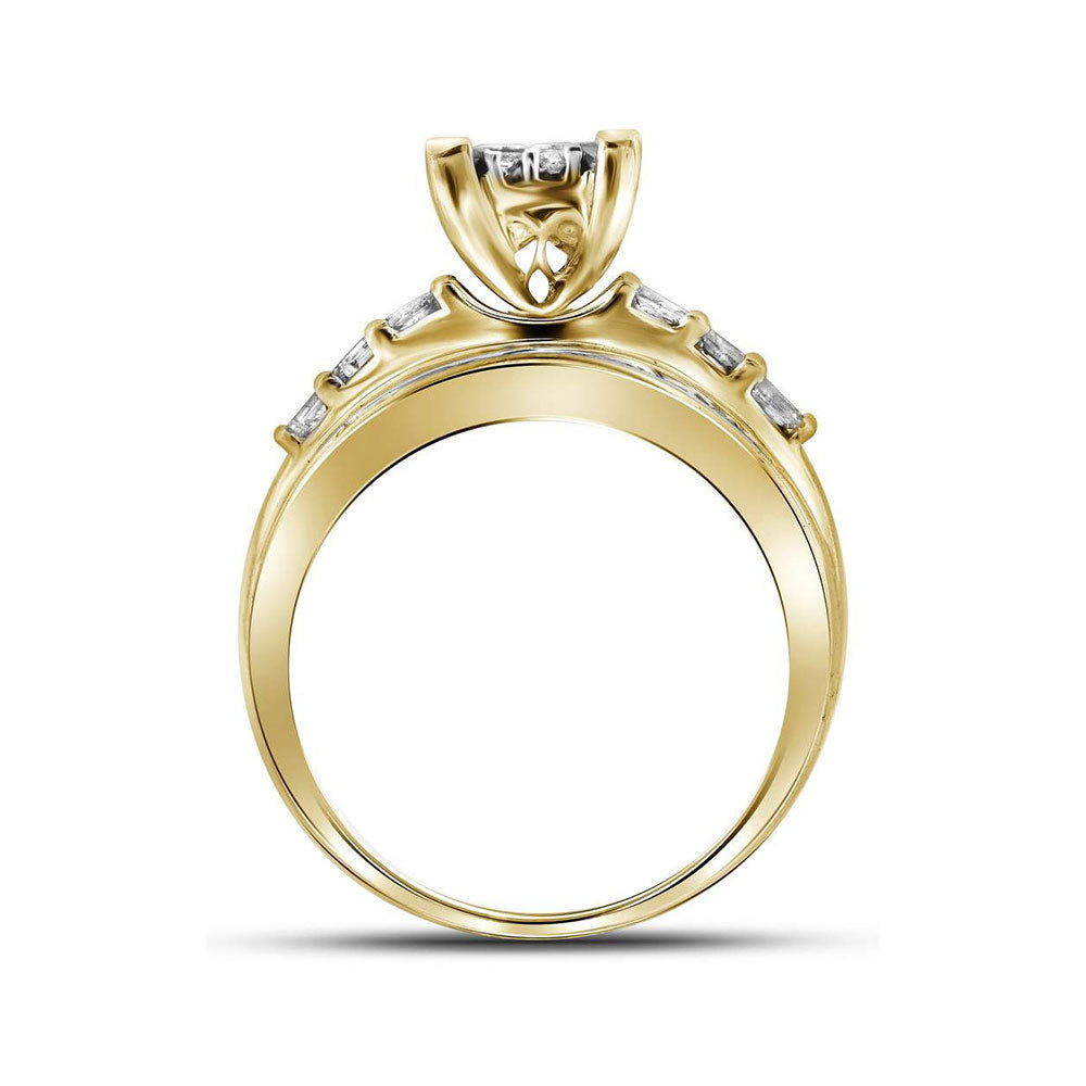 10kt Yellow Gold Womens Princess Diamond Cluster Bridal Wedding Engagement Ring 1/2 Cttw - Size 6 6 Daisy Joyeria
