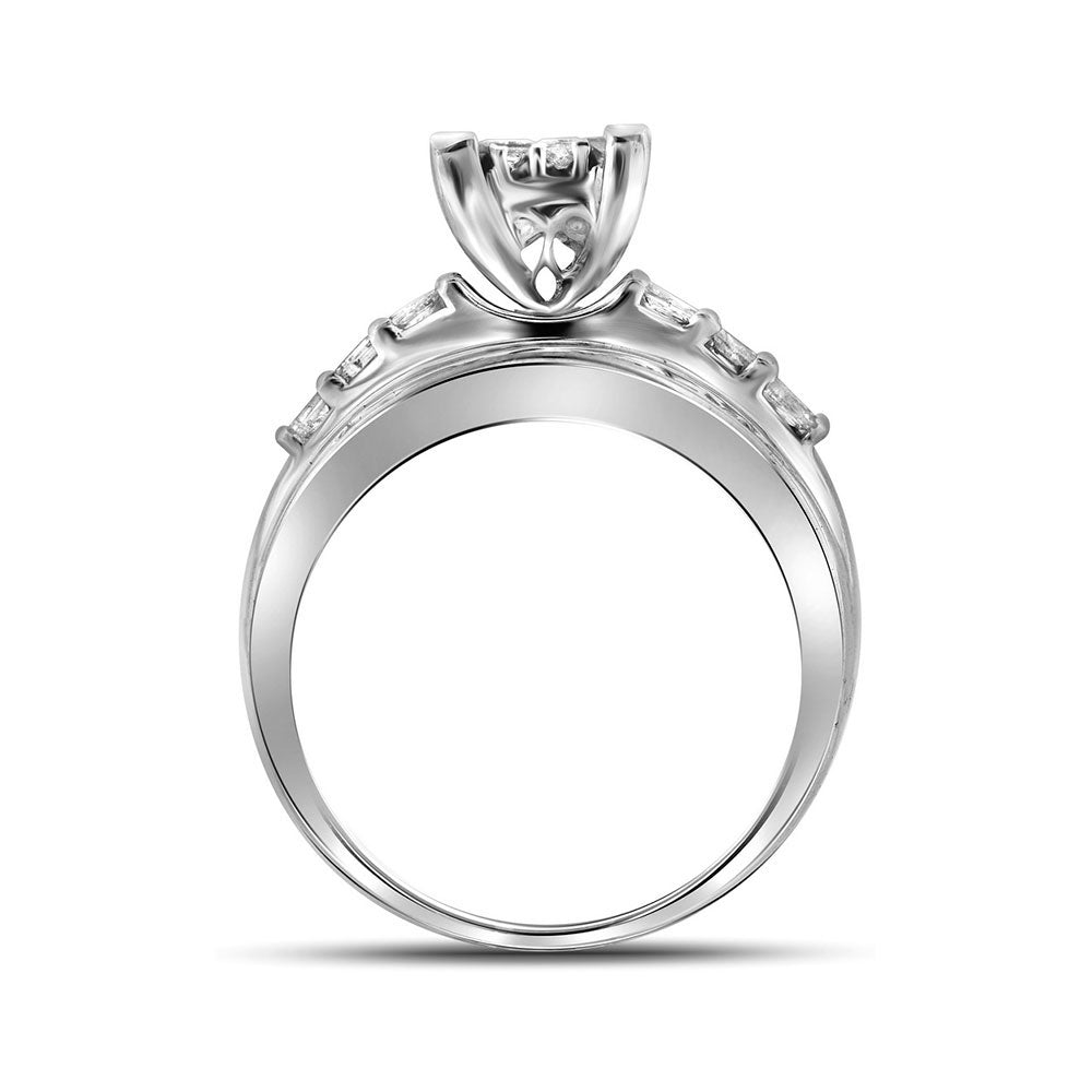 10kt White Gold Womens Princess Diamond Cluster Bridal Wedding Engagement Ring 1/2 Cttw 9 Daisy Joyeria
