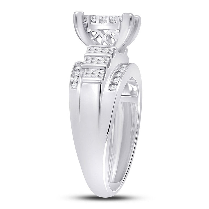 14kt White Gold Womens Princess Diamond Cluster Bridal Wedding Engagement Ring 1.00 Cttw 7 Daisy Joyeria
