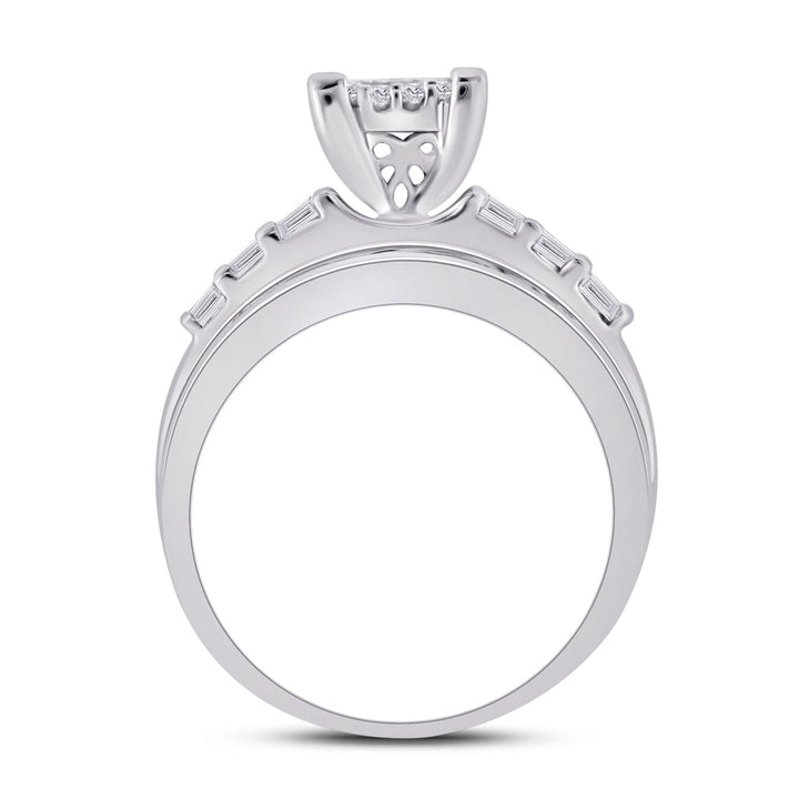 10kt White Gold Womens Princess Diamond Cluster Bridal Wedding Engagement Ring 1.00 Cttw 7 Daisy Joyeria