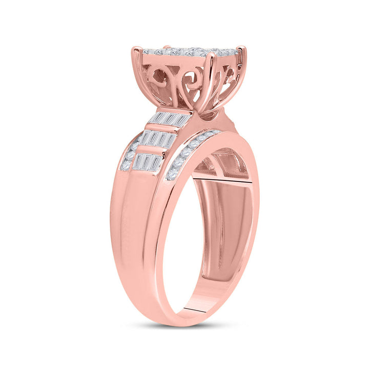 10kt Rose Gold Womens Round Diamond Cluster Bridal Wedding Engagement Ring 7/8 Cttw 7 Daisy Joyeria
