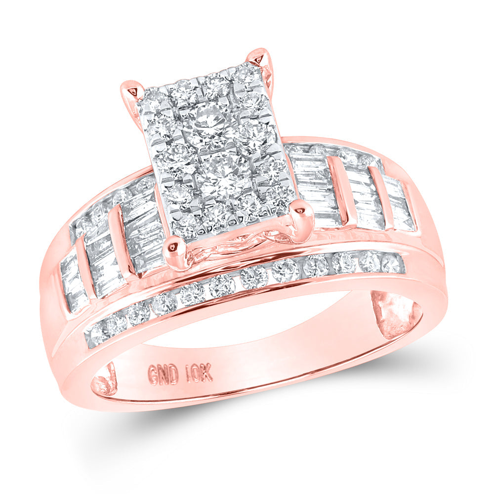 10kt Rose Gold Womens Round Diamond Cluster Bridal Wedding Engagement Ring 7/8 Cttw 7 Daisy Joyeria