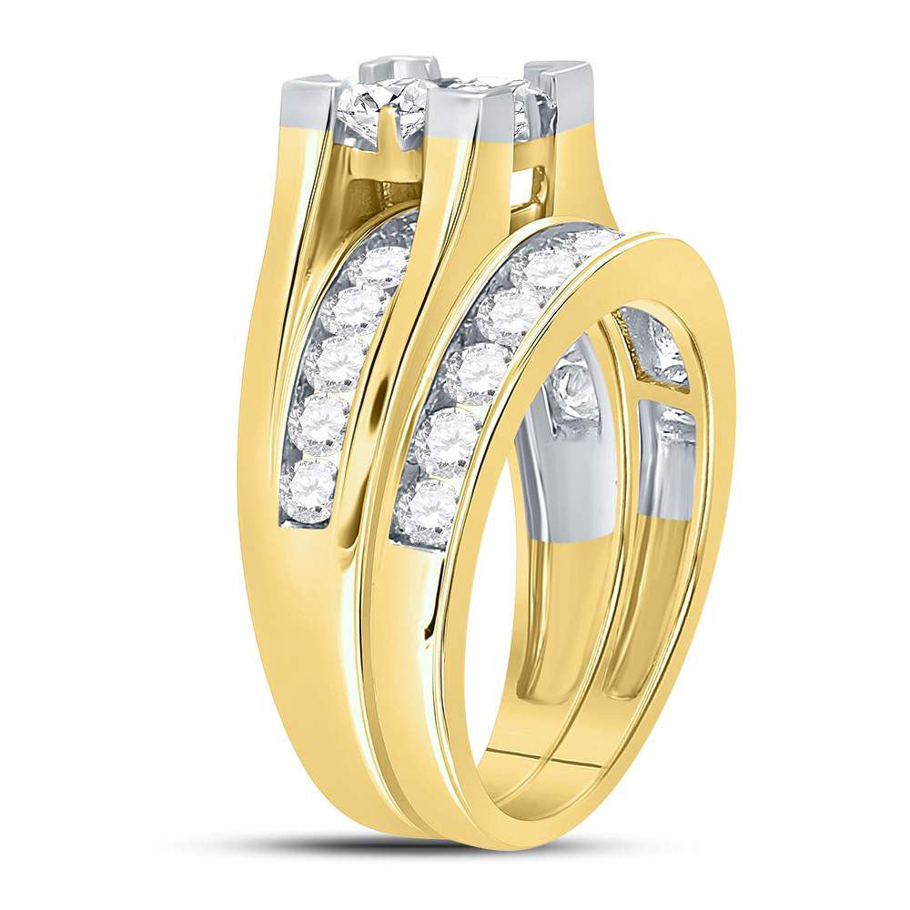 14kt Yellow Gold Womens Princess Diamond Bridal Wedding Engagement Ring Band Set 2.00 Cttw 7 Daisy Joyeria