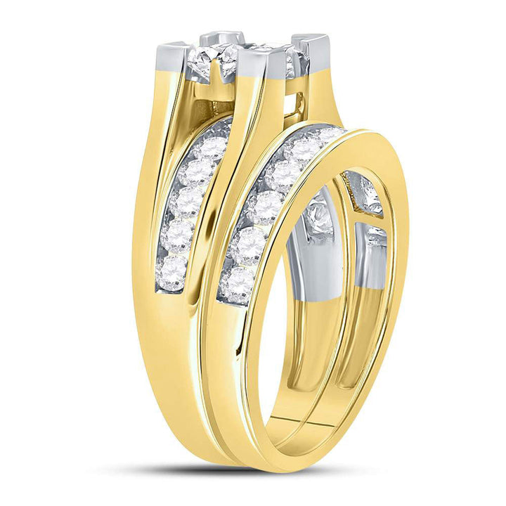 14kt Yellow Gold Womens Princess Diamond Bridal Wedding Engagement Ring Band Set 2.00 Cttw 7 Daisy Joyeria