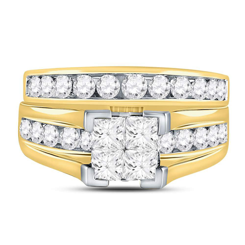 14kt Yellow Gold Womens Princess Diamond Bridal Wedding Engagement Ring Band Set 2.00 Cttw 7 Daisy Joyeria