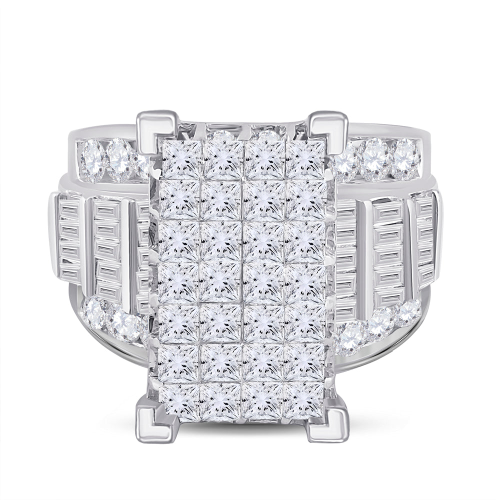 14kt White Gold Womens Princess Diamond Cluster Bridal Wedding Engagement Ring 5.00 Cttw 7 Daisy Joyeria