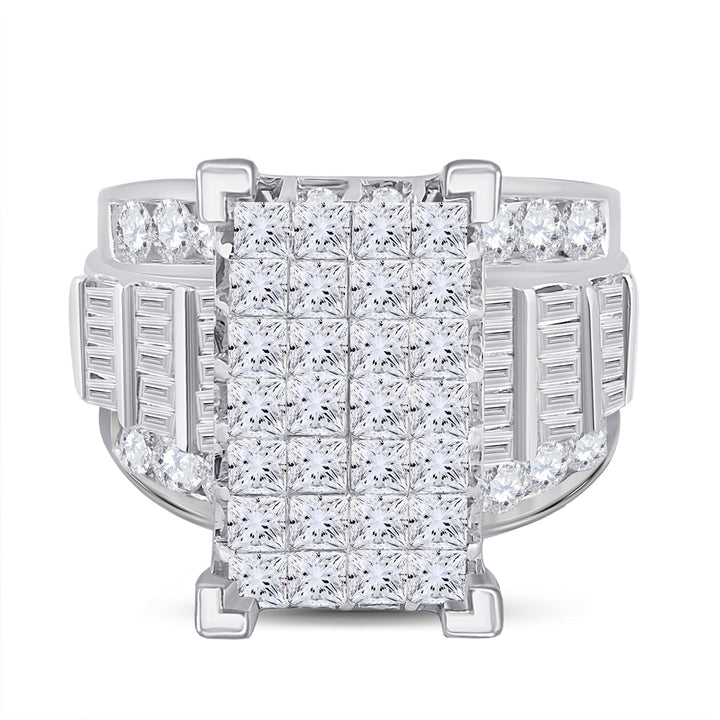 14kt White Gold Womens Princess Diamond Cluster Bridal Wedding Engagement Ring 5.00 Cttw 7 Daisy Joyeria