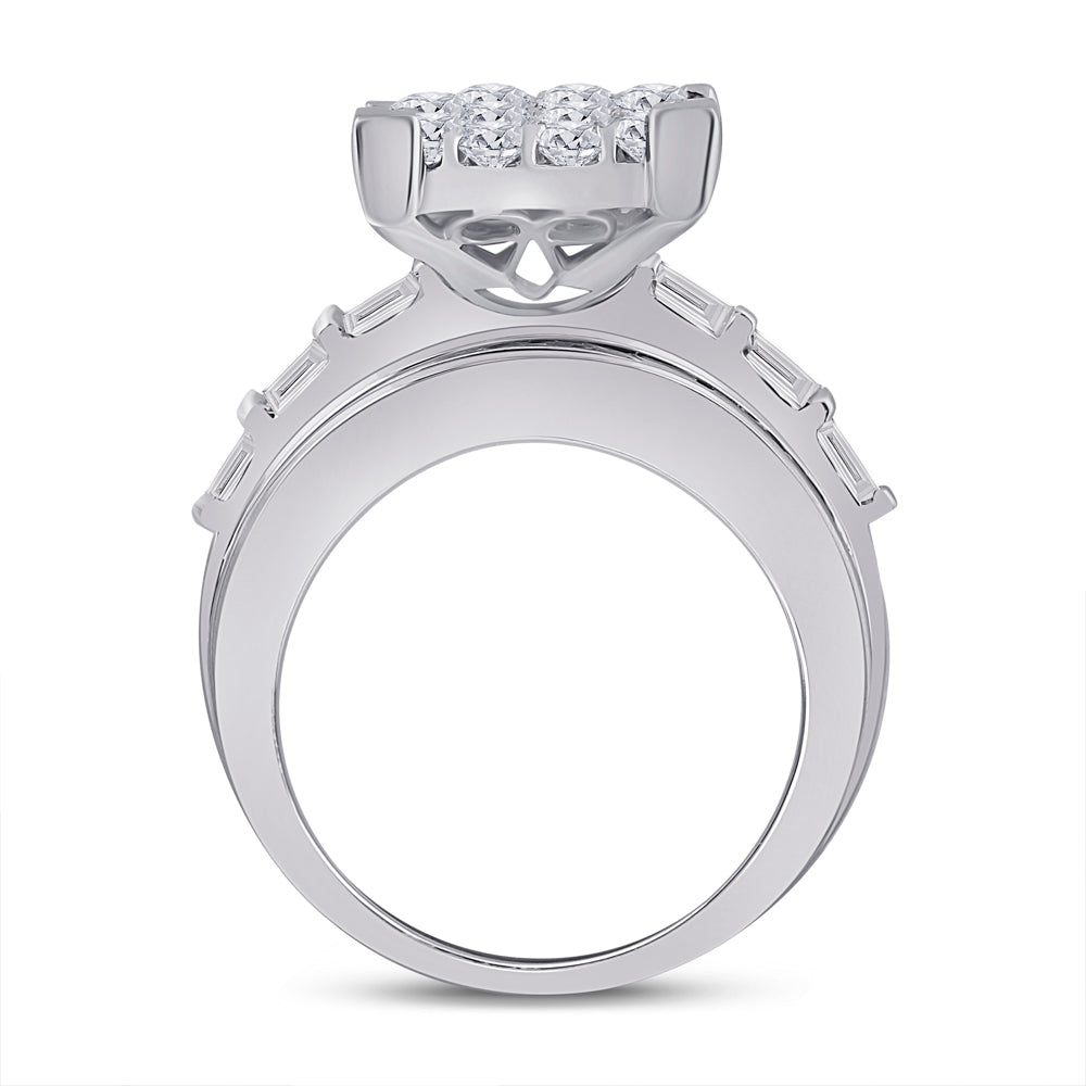 14kt White Gold Womens Princess Diamond Cluster Bridal Wedding Engagement Ring 5.00 Cttw 7 Daisy Joyeria