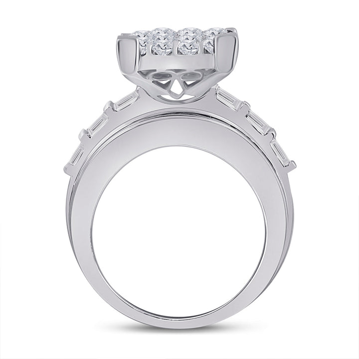 14kt White Gold Womens Princess Diamond Cluster Bridal Wedding Engagement Ring 5.00 Cttw 7 Daisy Joyeria