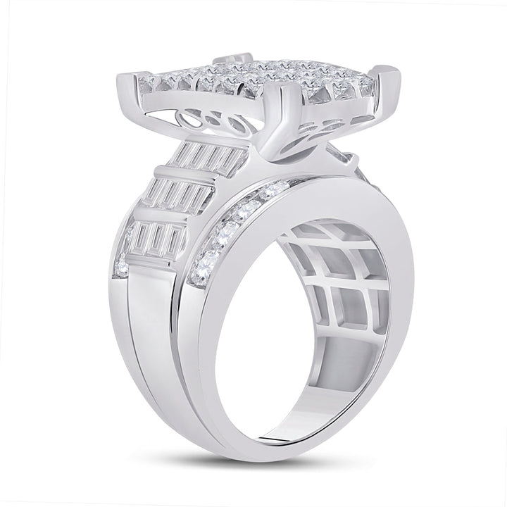 14kt White Gold Womens Princess Diamond Cluster Bridal Wedding Engagement Ring 5.00 Cttw 7 Daisy Joyeria