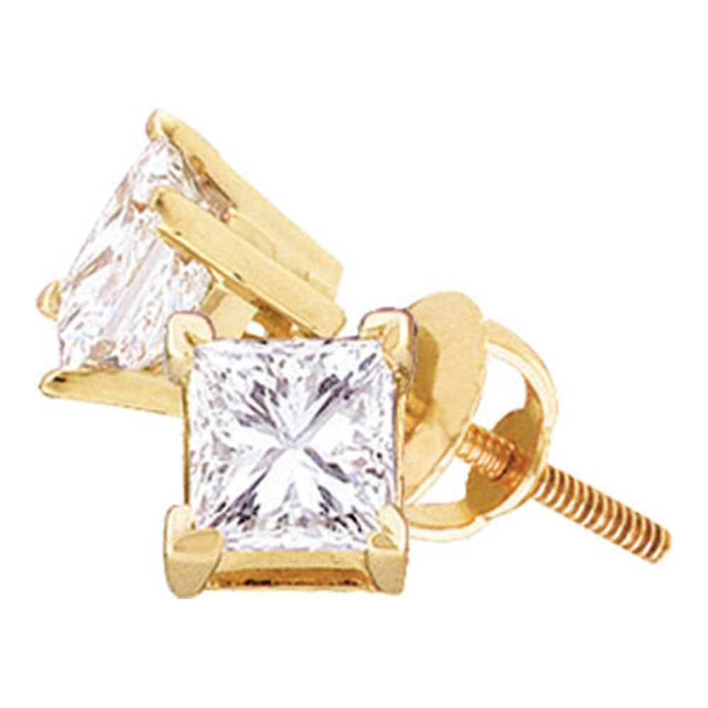 5/8CT-(EXCE) DIA PRINCESS STUDS CERIFIED Daisy Joyeria