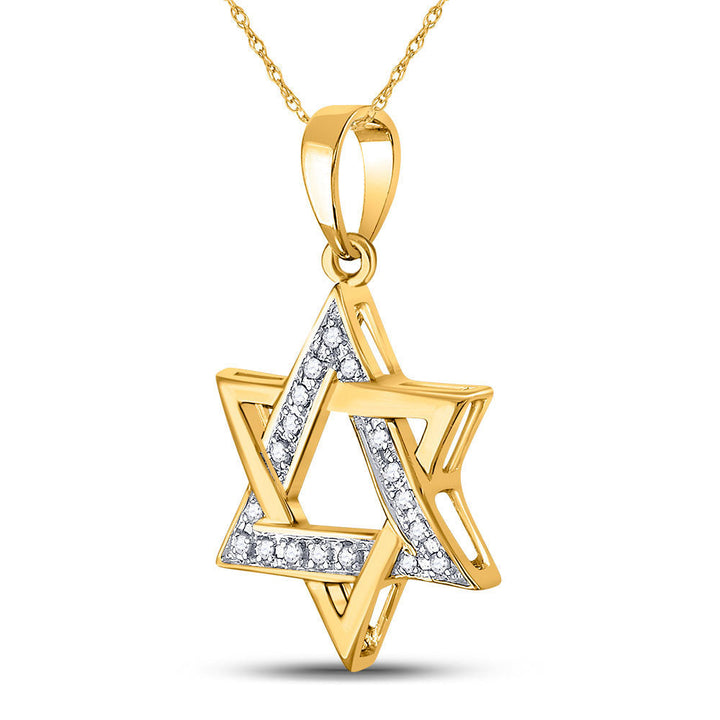 10kt Yellow Gold Womens Round Diamond Star Magen David Jewish Pendant 1/10 Cttw Daisy Joyeria