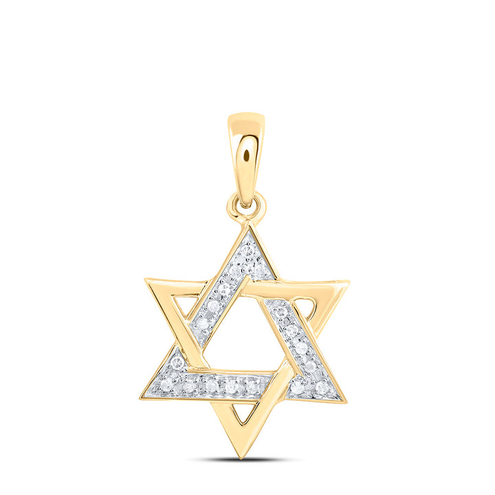 10kt Yellow Gold Womens Round Diamond Star Magen David Jewish Pendant 1/10 Cttw Daisy Joyeria