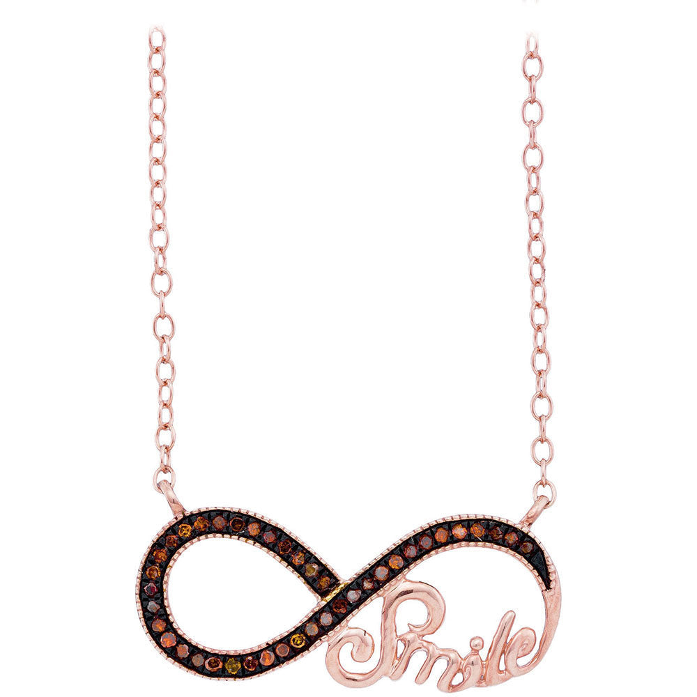 10k Rose Gold Womens Red Color Enhanced Diamond Infinity Smile Love Anniversary Necklace 1/10 Cttw Daisy Joyeria