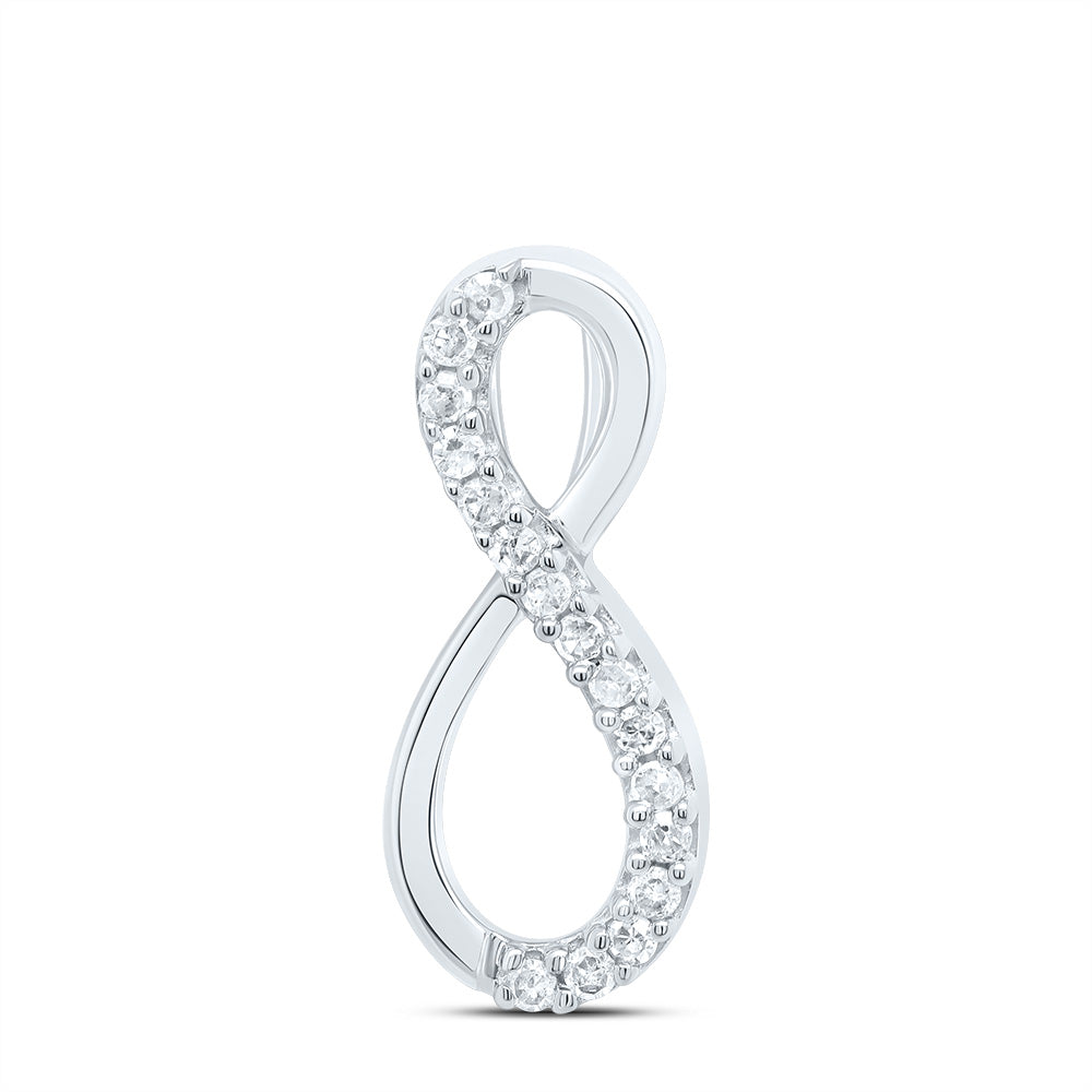 10kt White Gold Womens Round Diamond Infinity Pendant 1/10 Cttw Daisy Joyeria