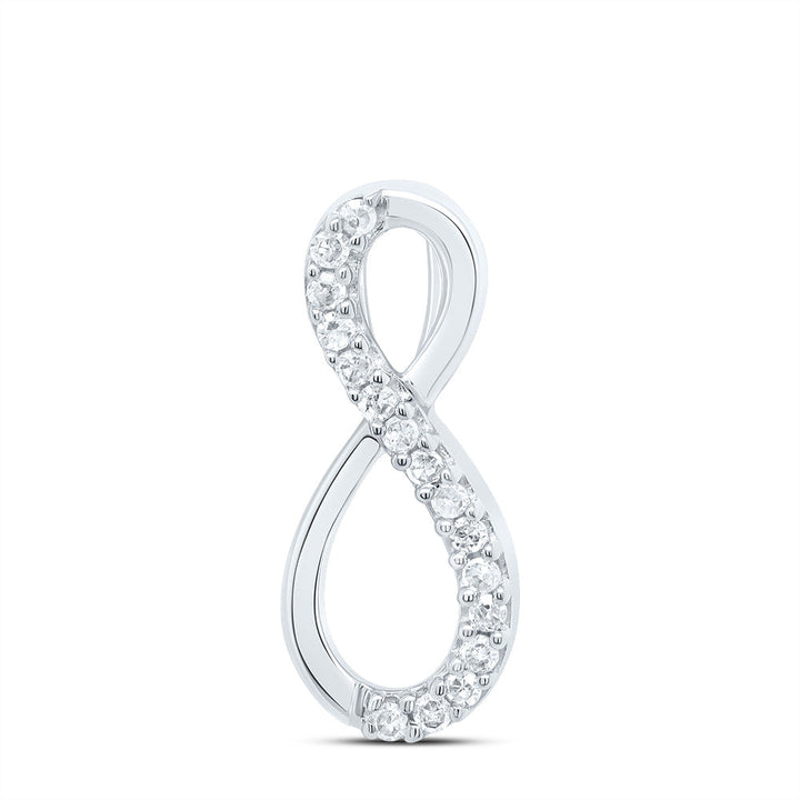 10kt White Gold Womens Round Diamond Infinity Pendant 1/10 Cttw Daisy Joyeria