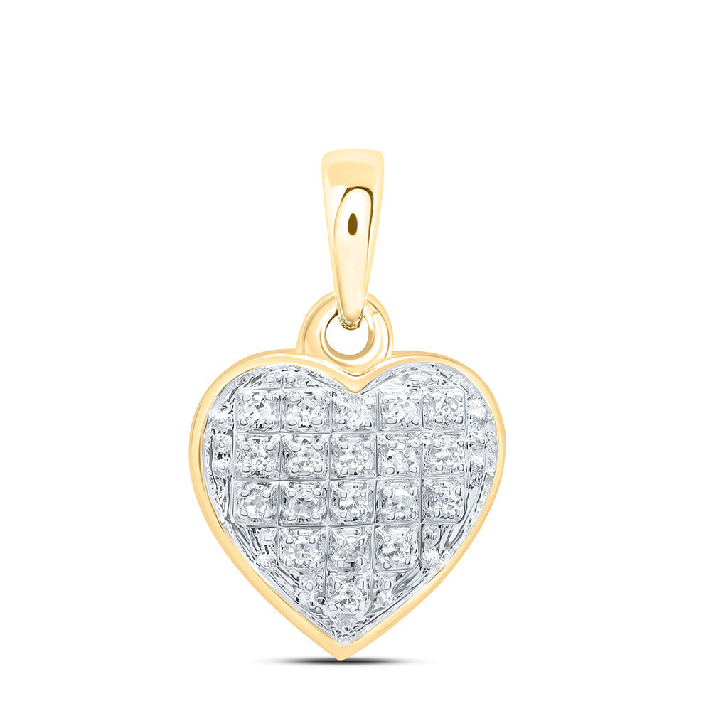 10kt Yellow Gold Womens Round Diamond Heart Pendant 1/20 Cttw Daisy Joyeria