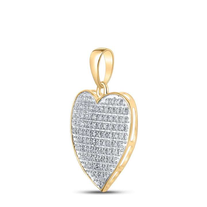 10kt Yellow Gold Womens Round Diamond Heart Pendant 1/4 Cttw Daisy Joyeria