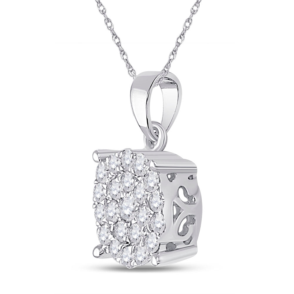 10kt White Gold Womens Round Diamond Cindys Dream Circle Cluster Pendant 1/2 Cttw Daisy Joyeria
