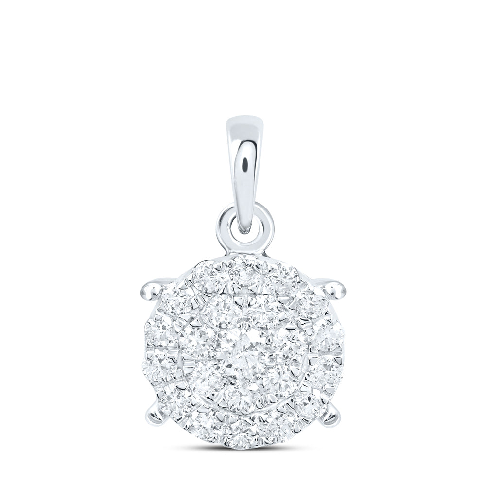 10kt White Gold Womens Round Diamond Cindys Dream Circle Cluster Pendant 1/2 Cttw Daisy Joyeria