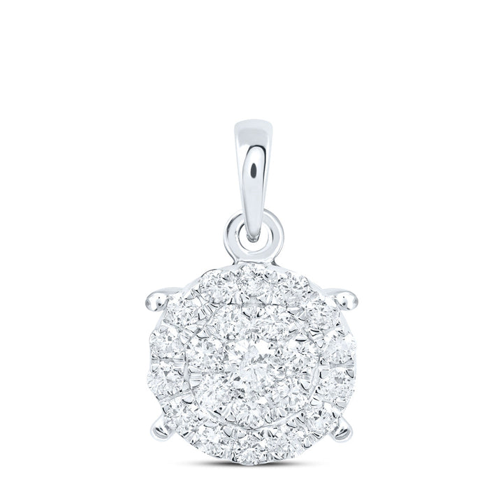 10kt White Gold Womens Round Diamond Cindys Dream Circle Cluster Pendant 1/2 Cttw Daisy Joyeria