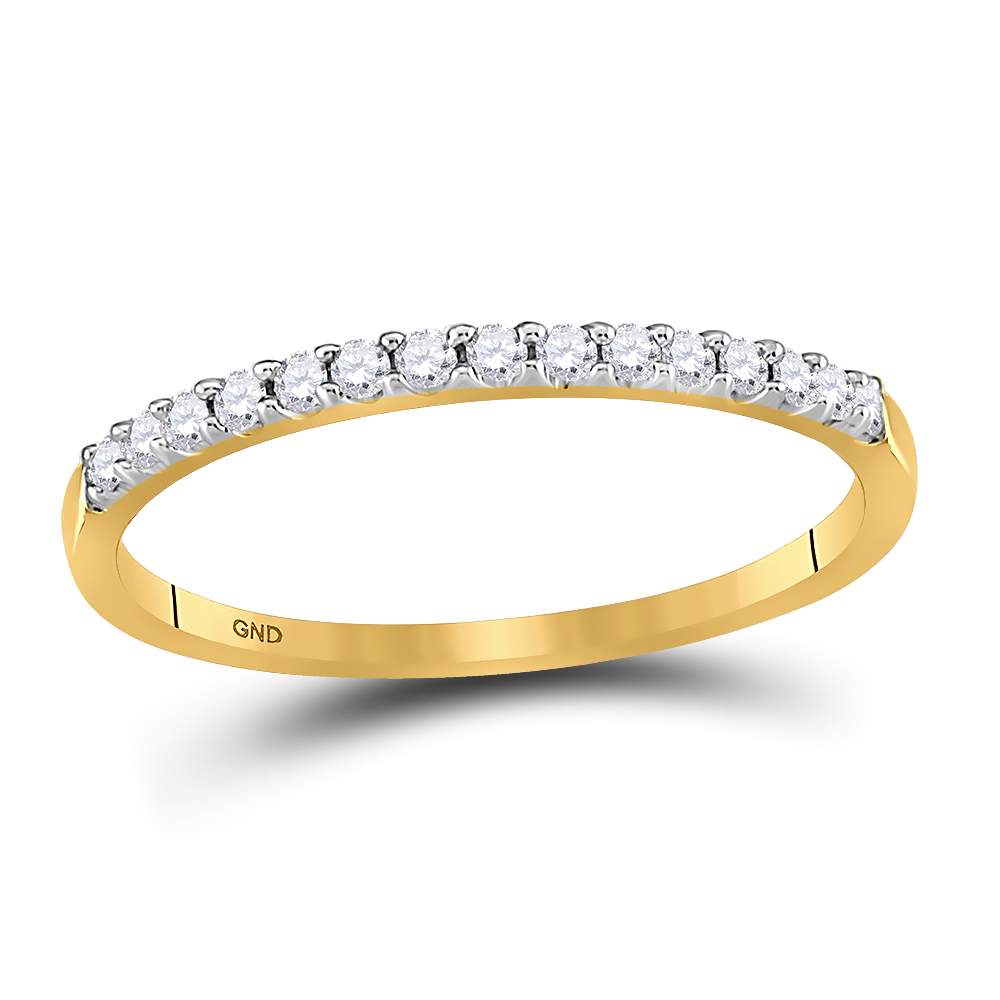 14kt Yellow Gold Womens Round Diamond Wedding Band 1/6 Cttw 7 Daisy Joyeria