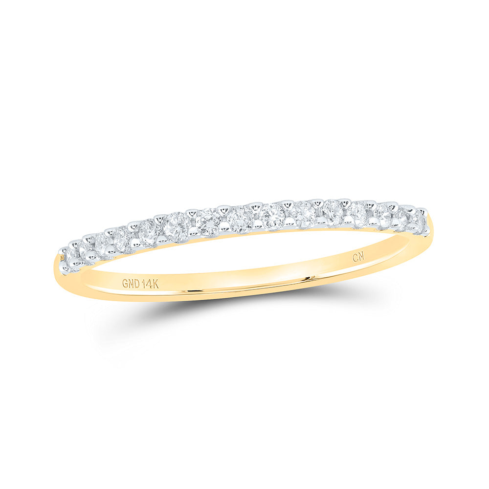 14kt Yellow Gold Womens Round Diamond Wedding Band 1/6 Cttw 7 Daisy Joyeria