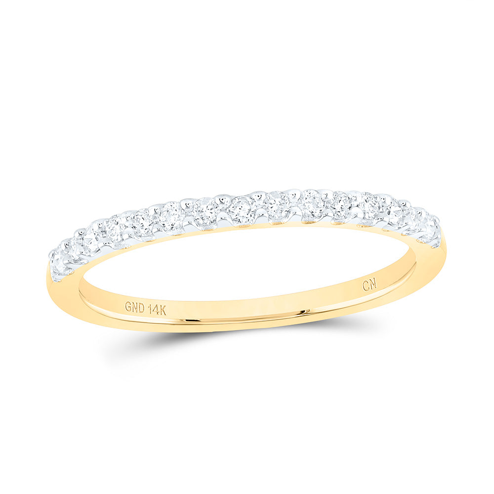 14k Yellow Gold Round Diamond Womens Slender Stackable Size 5 Wedding Band 1/6 Cttw 5 Daisy Joyeria