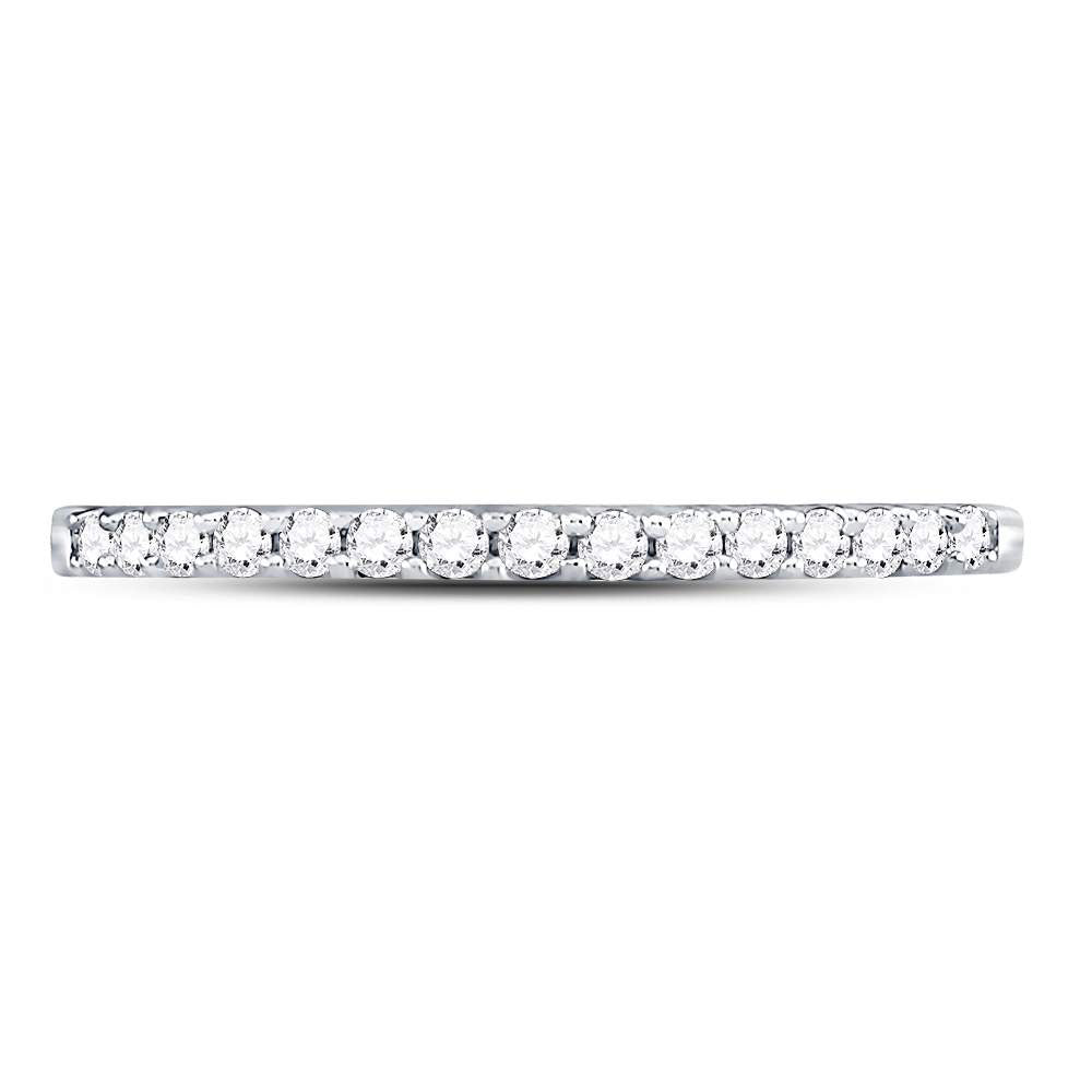 14kt White Gold Womens Round Diamond Slender Stackable Wedding Band 1/6 Cttw 7 Daisy Joyeria