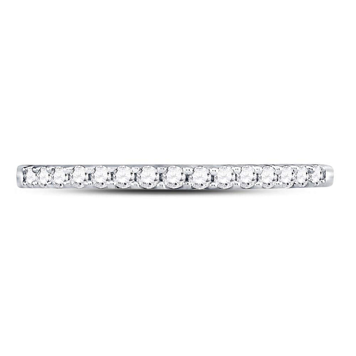 14kt White Gold Womens Round Diamond Slender Stackable Wedding Band 1/6 Cttw 7 Daisy Joyeria