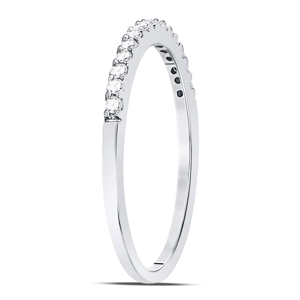 14kt White Gold Womens Round Diamond Slender Stackable Wedding Band 1/6 Cttw 7 Daisy Joyeria
