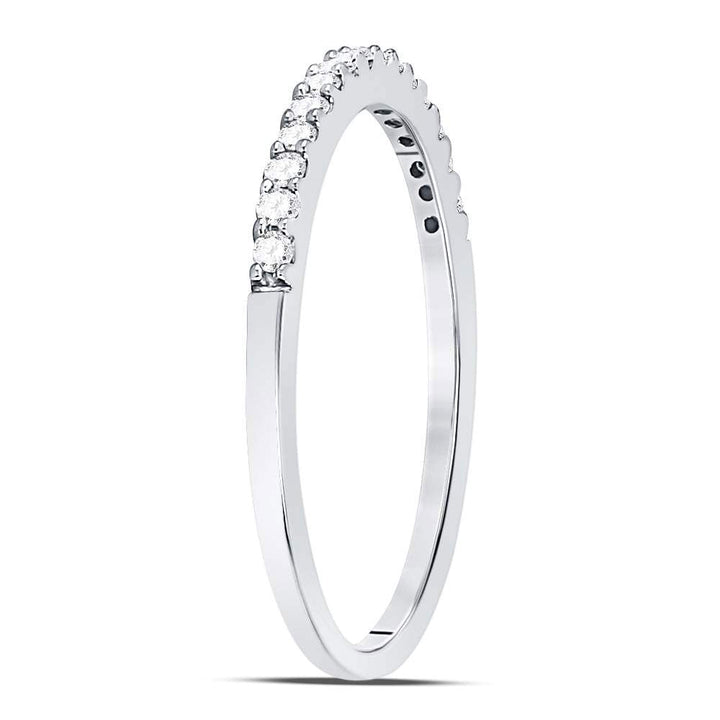 14kt White Gold Womens Round Diamond Slender Stackable Wedding Band 1/6 Cttw 7 Daisy Joyeria