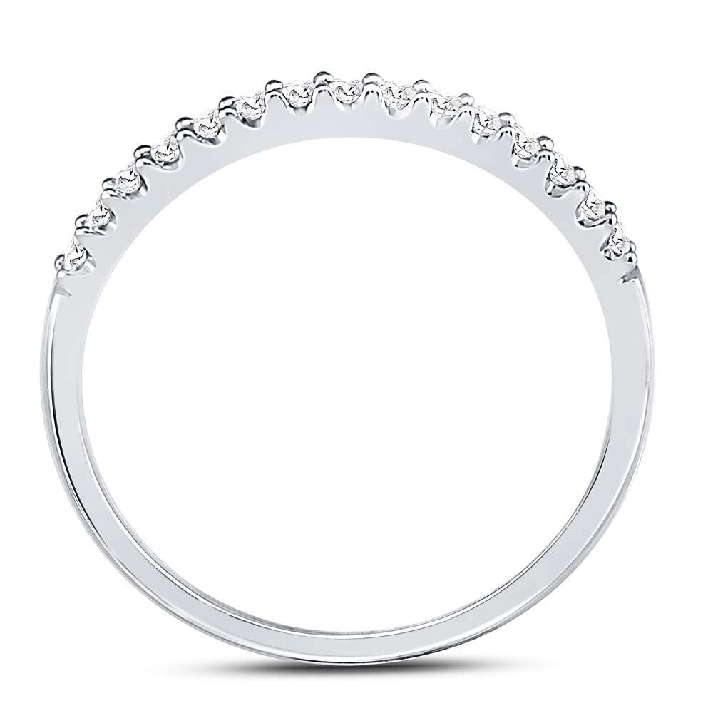 14kt White Gold Womens Round Diamond Slender Stackable Wedding Band 1/6 Cttw 7 Daisy Joyeria