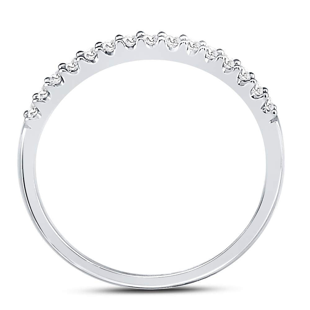 14kt White Gold Womens Round Diamond Slender Stackable Wedding Band 1/6 Cttw 7 Daisy Joyeria