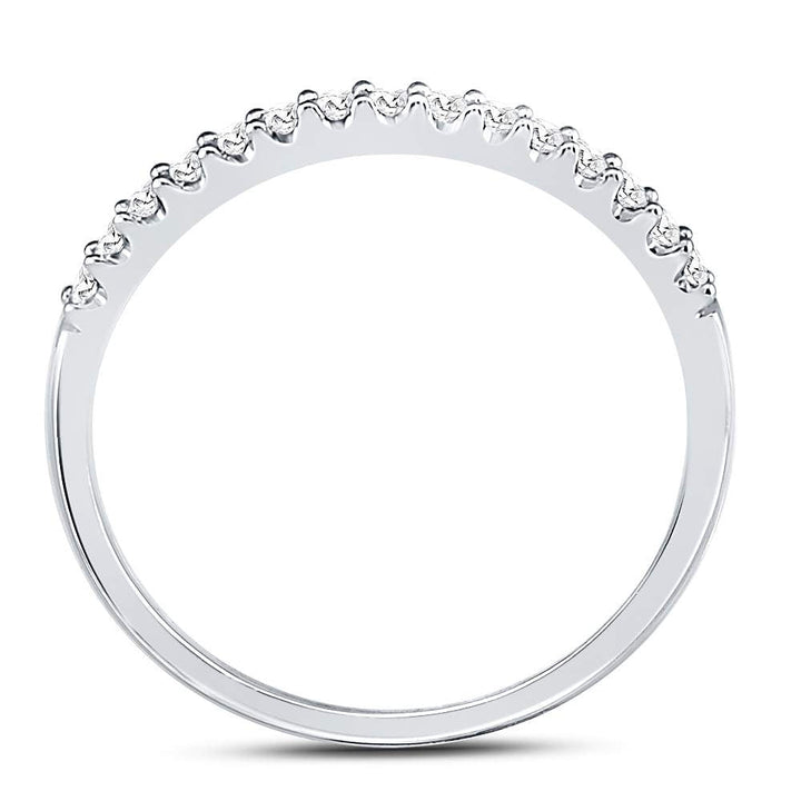 14kt White Gold Womens Round Diamond Slender Stackable Wedding Band 1/6 Cttw 7 Daisy Joyeria