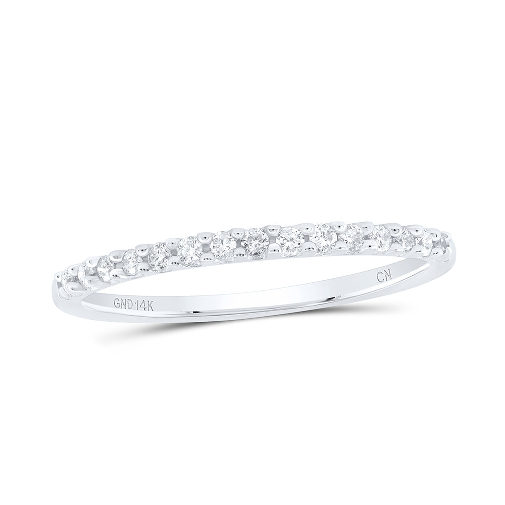 14k White Gold Round Diamond Womens Slender Stackable Size 8 Wedding Band 1/6 Cttw 8 Daisy Joyeria