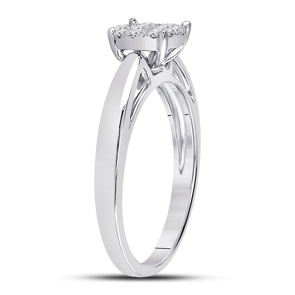 14kt White Gold Womens Princess Diamond Cluster Bridal Wedding Engagement Ring 1/4 Cttw 7 Daisy Joyeria
